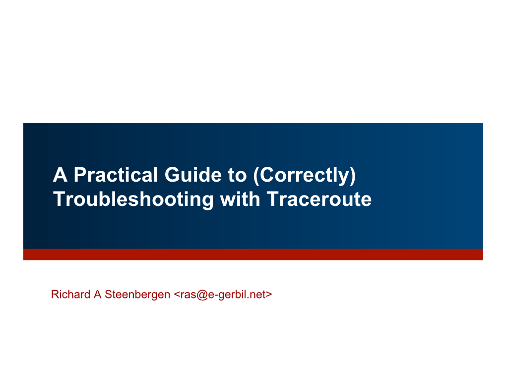 Troubleshooting with Traceroute