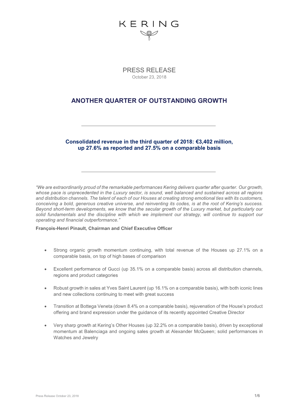 Press Release Another Quarter of Outstanding