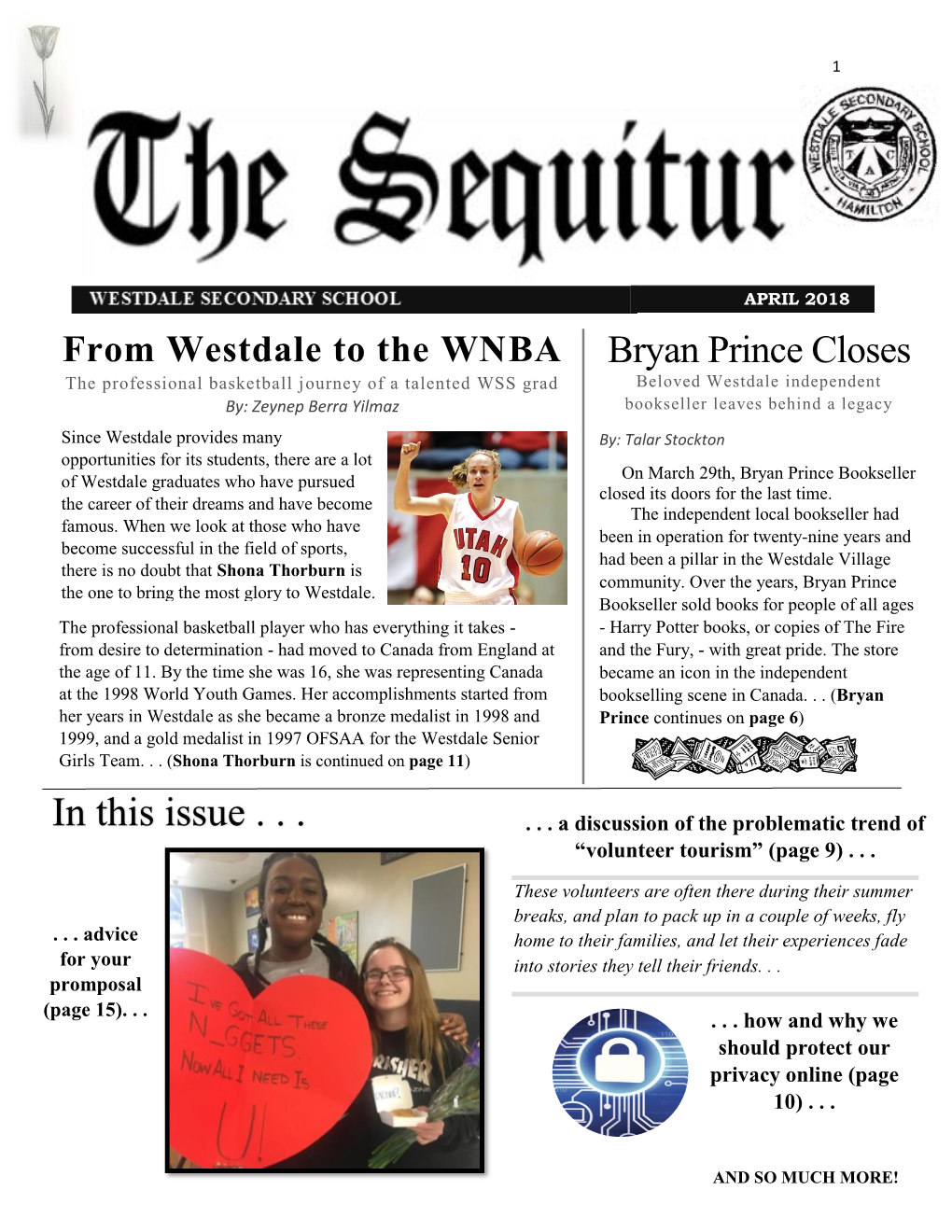 April Issue of the Sequitur