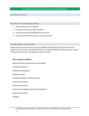 Spirometry Protocol and Software Training Handout