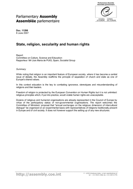 State, Religion, Secularity and Human Rights