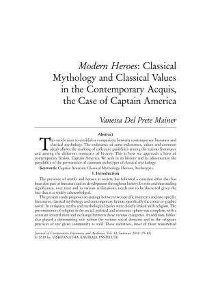 Modern Heroes: Classical Mythology and Classical Values in the Contemporary Acquis, the Case of Captain America