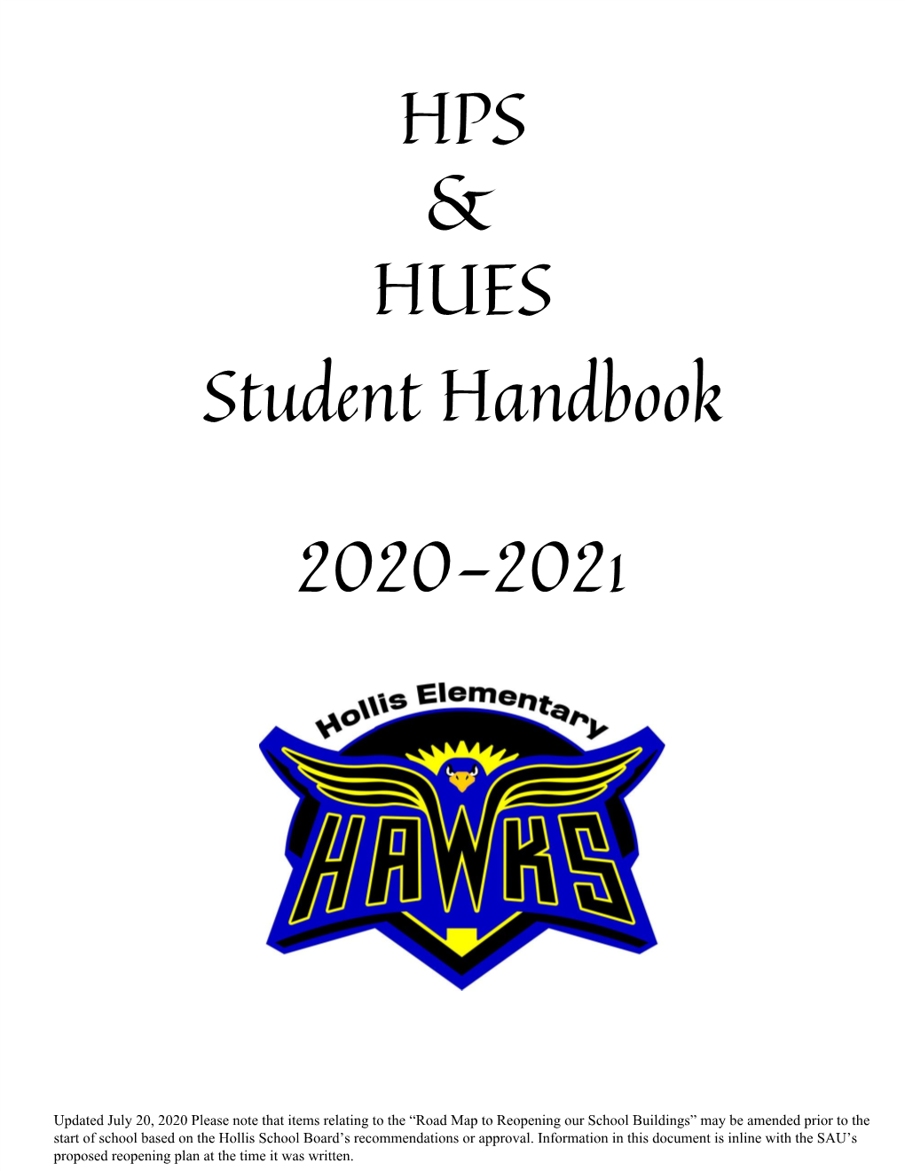 HPS & HUES Student Handbook 2020-2021