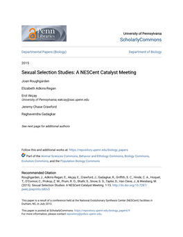 Sexual Selection Studies: a Nescent Catalyst Meeting