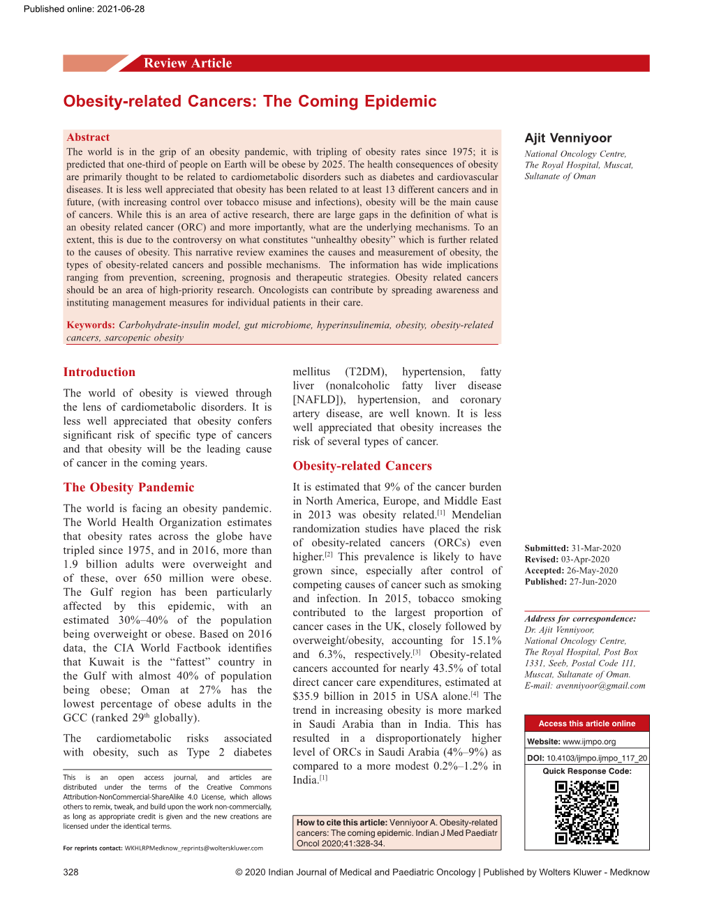 Obesity-Related Cancers and Possible Mechanisms