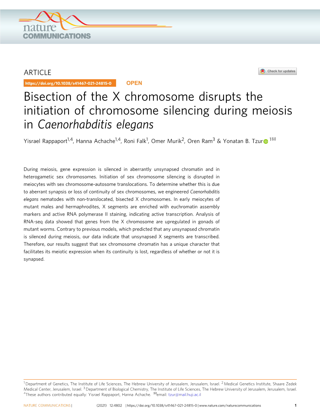 Bisection of the X Chromosome Disrupts the Initiation Of