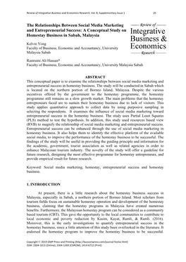 A Conceptual Study on Homestay Business in Sabah, Malaysia