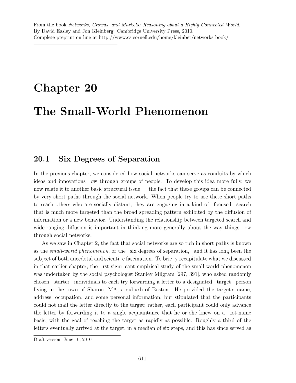 Chapter 20 the Small-World Phenomenon