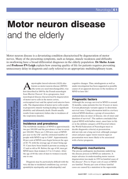 Motor Neuron Disease and the Elderly