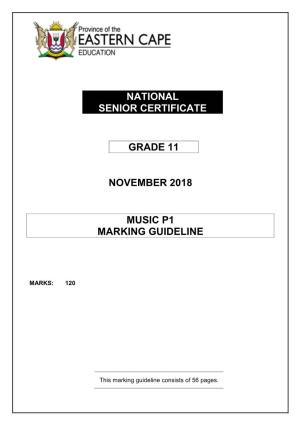 Grade 11 November 2018 Music P1 Marking Guideline