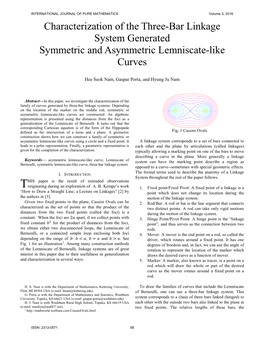 Characterization of the Three-Bar Linkage System Generated Symmetric and Asymmetric Lemniscate-Like Curves