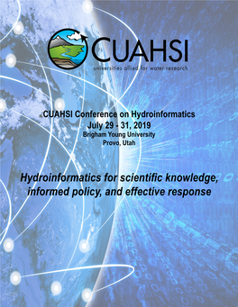 Hydroinformatics for Scientific Knowledge, Informed Policy, and Effective Response AGENDA Page 4 - 11