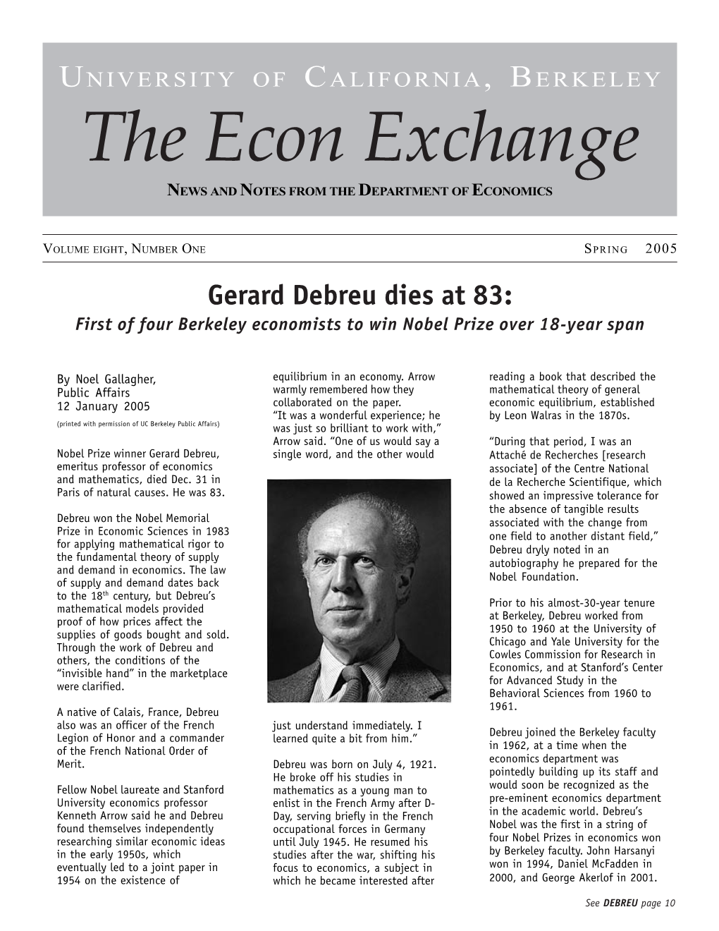 The Econ Exchange NEWS and NOTES from the DEPARTMENT of ECONOMICS
