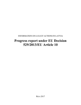 Progress Report Under EU Decision 529/2013/EU Article 10
