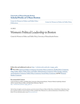 Womenâ•Žs Political Leadership in Boston