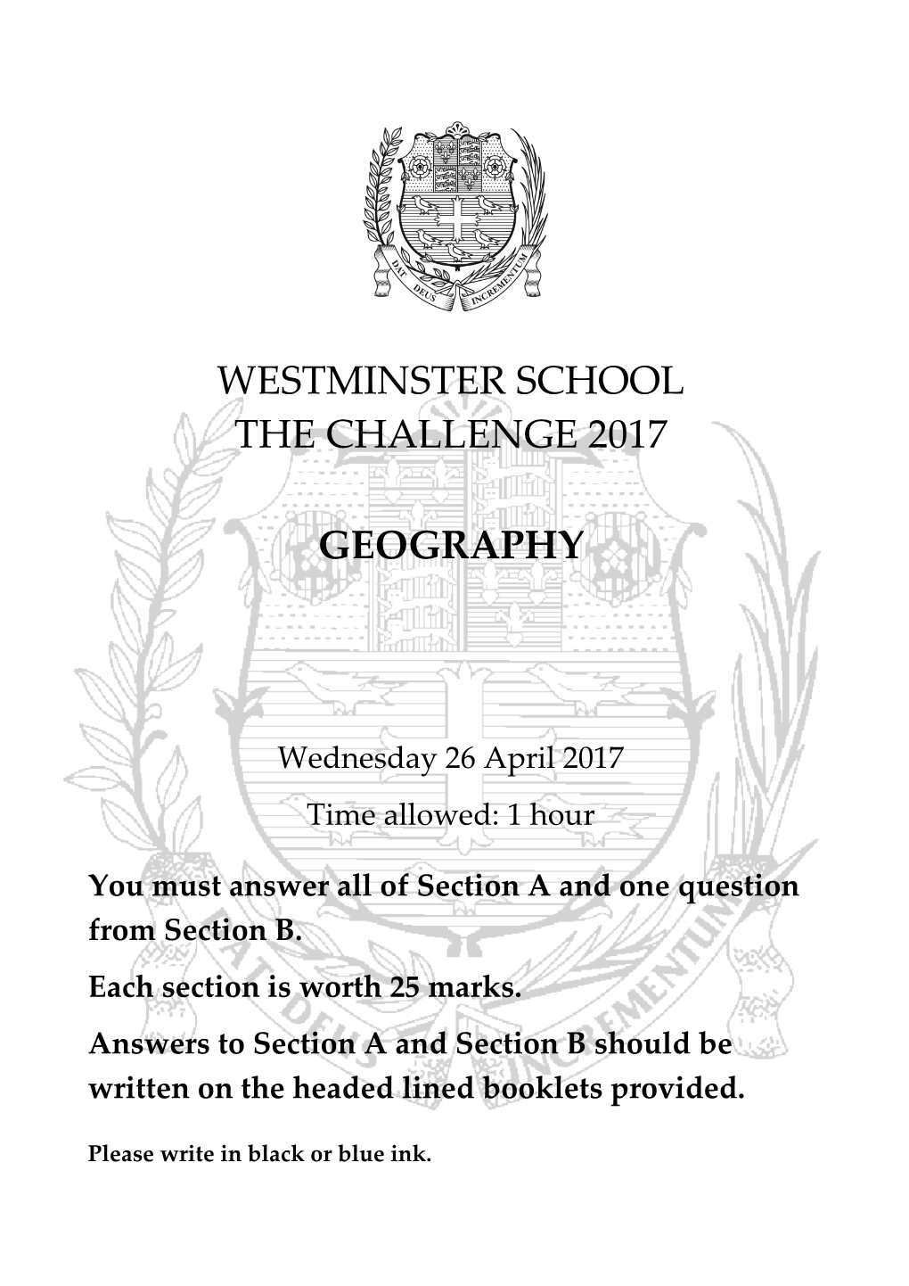 Westminster School the Challenge 2017 Geography