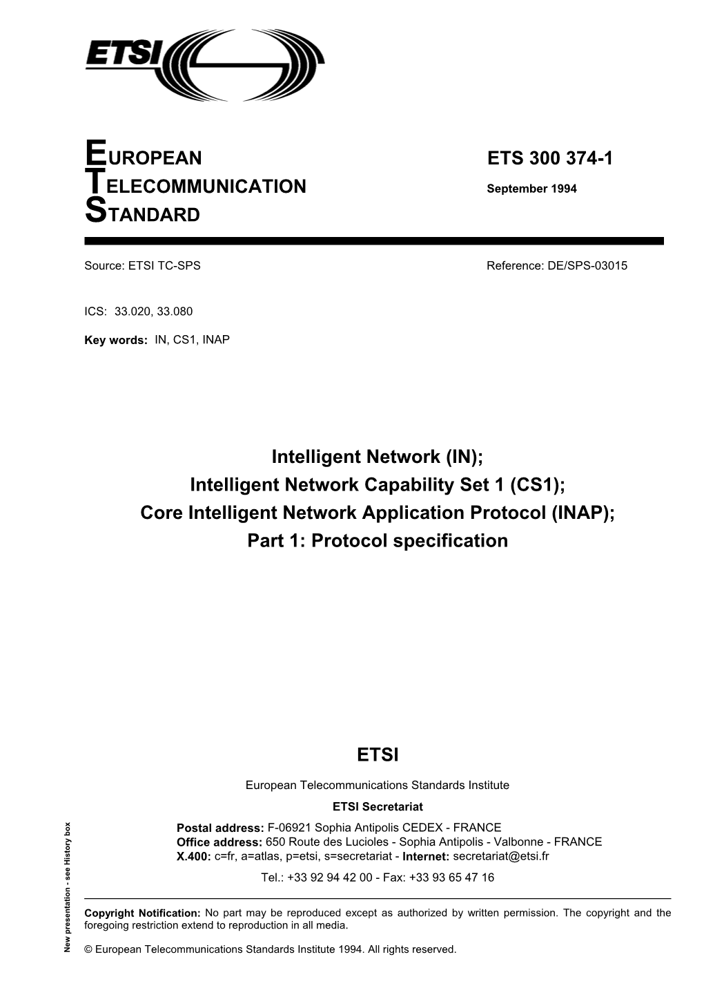 ETS 300 374-1 TELECOMMUNICATION September 1994 STANDARD