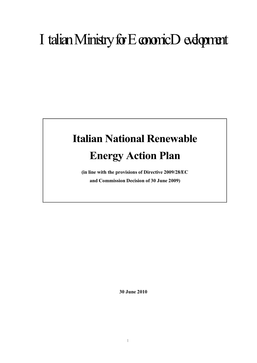 Italy National Renewable Energy Action Plan Italy En