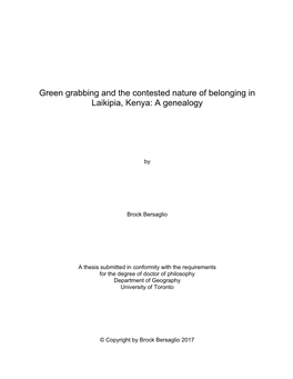 Green Grabbing and the Contested Nature of Belonging in Laikipia, Kenya: a Genealogy