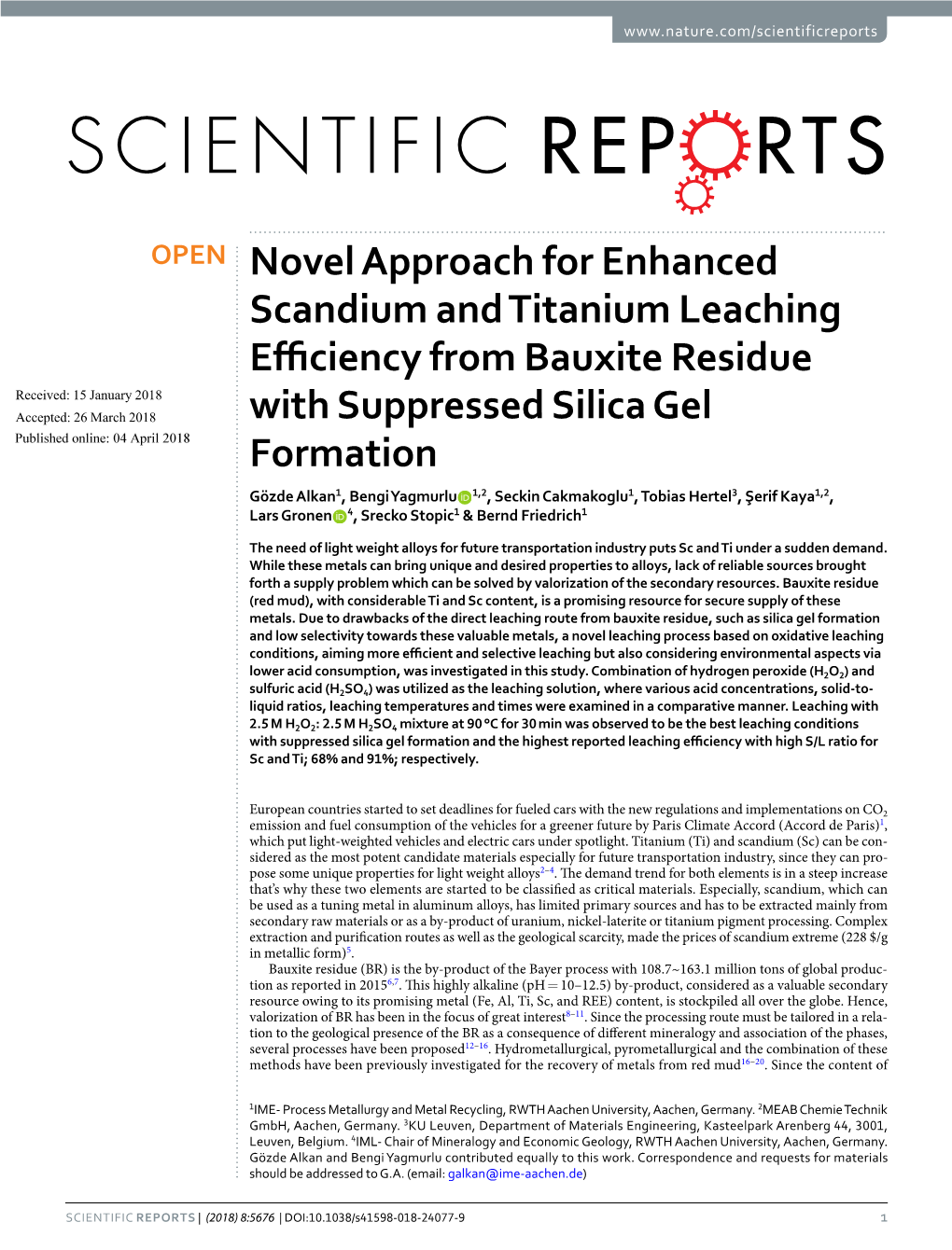 Novel Approach for Enhanced Scandium and Titanium Leaching