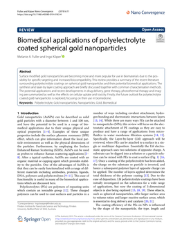 Biomedical Applications of Polyelectrolyte Coated Spherical Gold Nanoparticles Melanie A