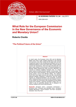 What Role for the European Commission in the New Governance of the Economic and Monetary Union?
