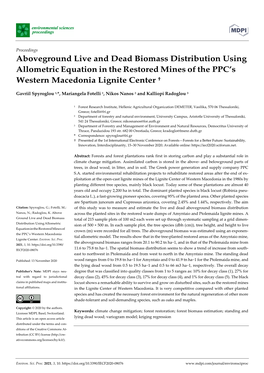 Aboveground Live and Dead Biomass Distribution Using Allometric Equation in the Restored Mines of the PPC’S Western Macedonia Lignite Center †