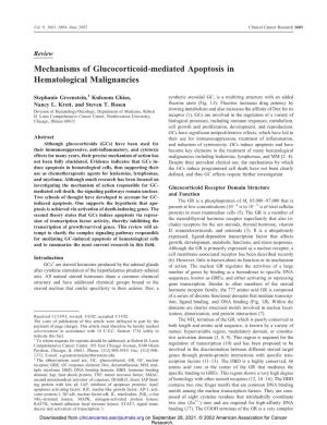 Mechanisms of Glucocorticoid-Mediated Apoptosis in Hematological Malignancies
