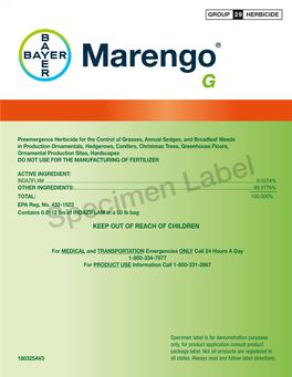 Marengo G Specimen Label