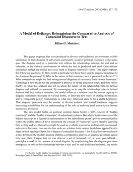 A Model of Defiance: Reimagining the Comparative Analysis of Concealed Discourse in Text