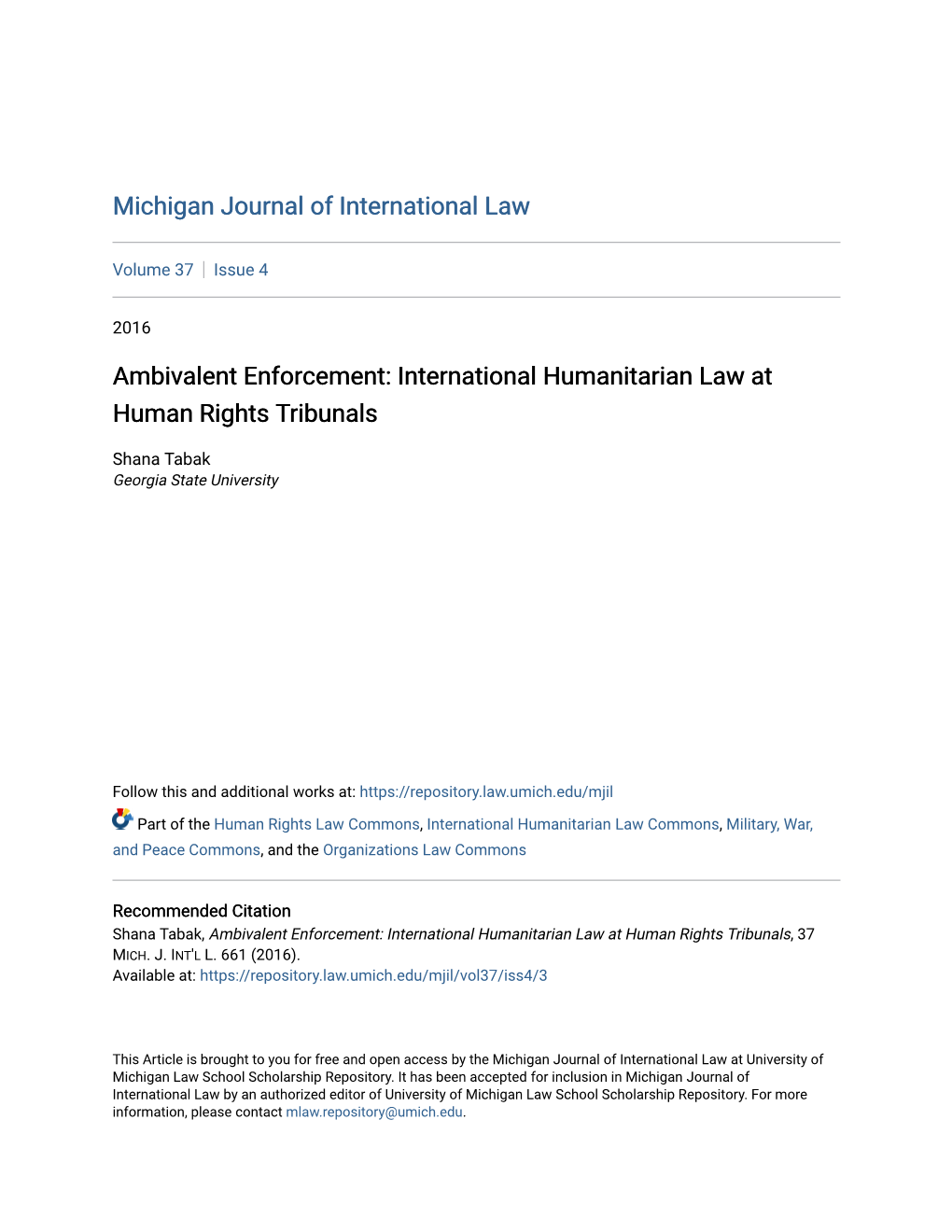 International Humanitarian Law at Human Rights Tribunals