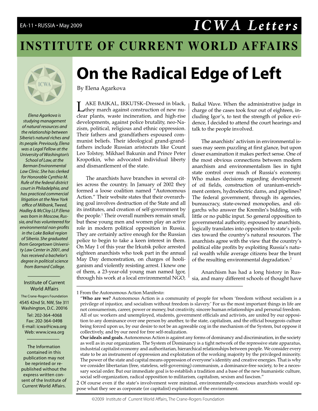 On the Radical Edge of Left by Elena Agarkova