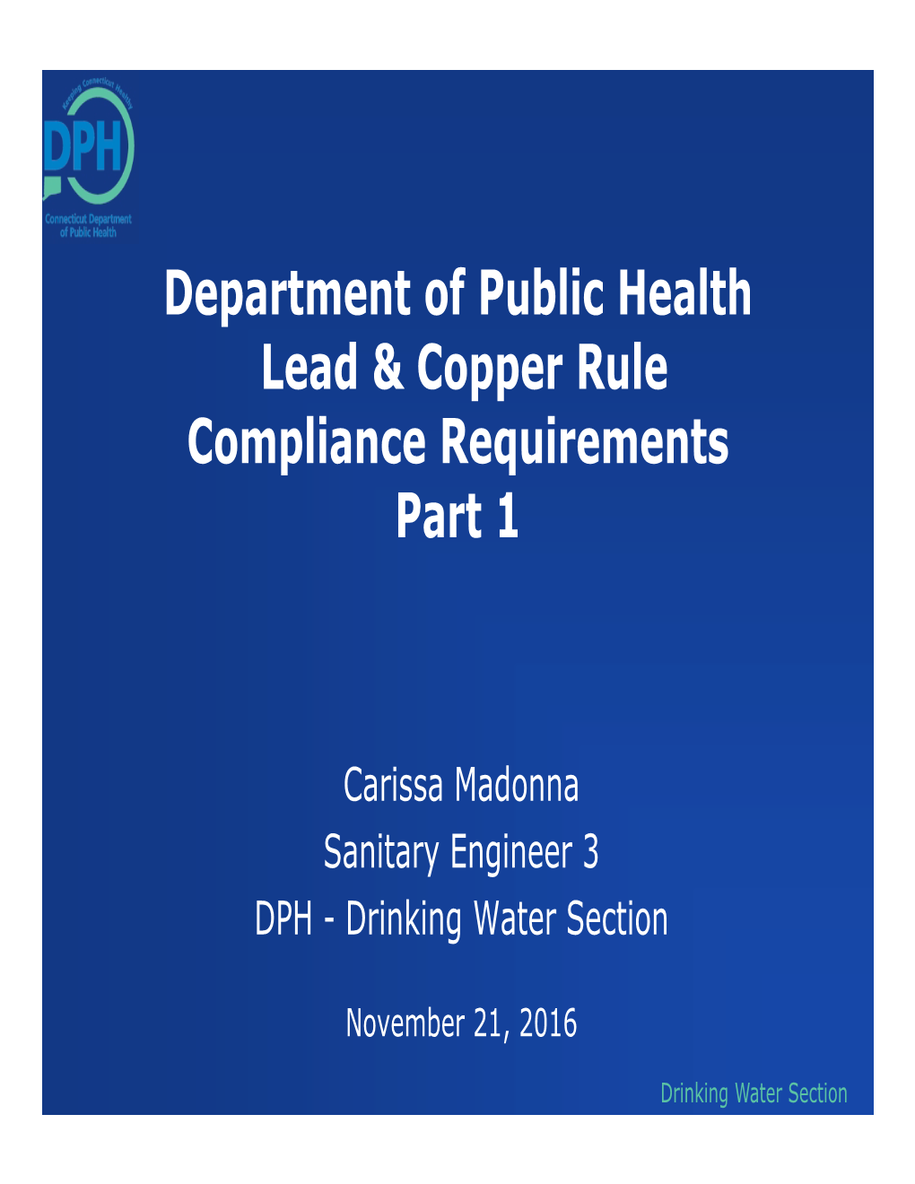 Department of Public Health Lead & Copper Rule Compliance