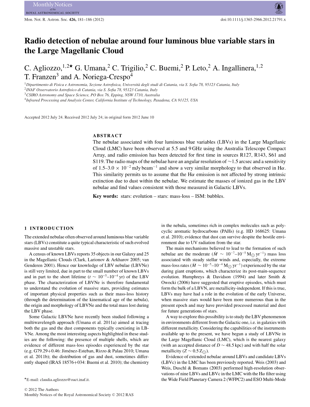 Radio Detection of Nebulae Around Four Luminous Blue Variable Stars in the Large Magellanic Cloud