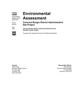 Environmental Assessment Crescent Ranger District Administrative Site Project
