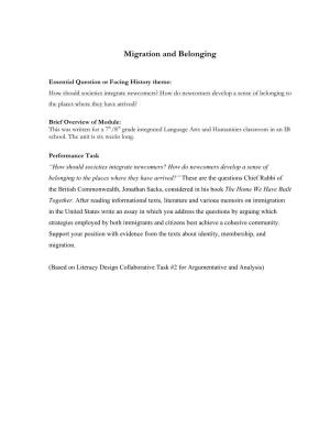 Migration and Belonging Module