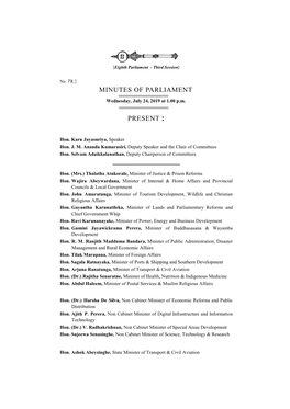 Minutes of Parliament for 24.07.2019