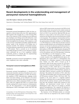Recent Developments in the Understanding and Management of Paroxysmal Nocturnal Haemoglobinuria