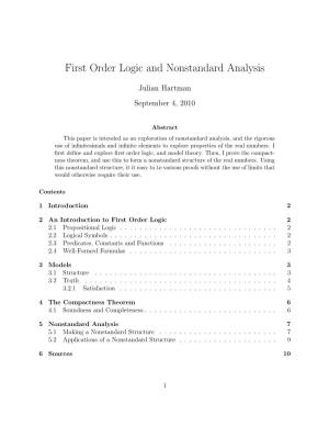 First Order Logic and Nonstandard Analysis