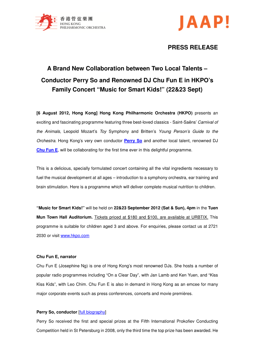 PRESS RELEASE a Brand New Collaboration Between Two Local