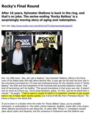 Sylvester Stallone Rocky Article