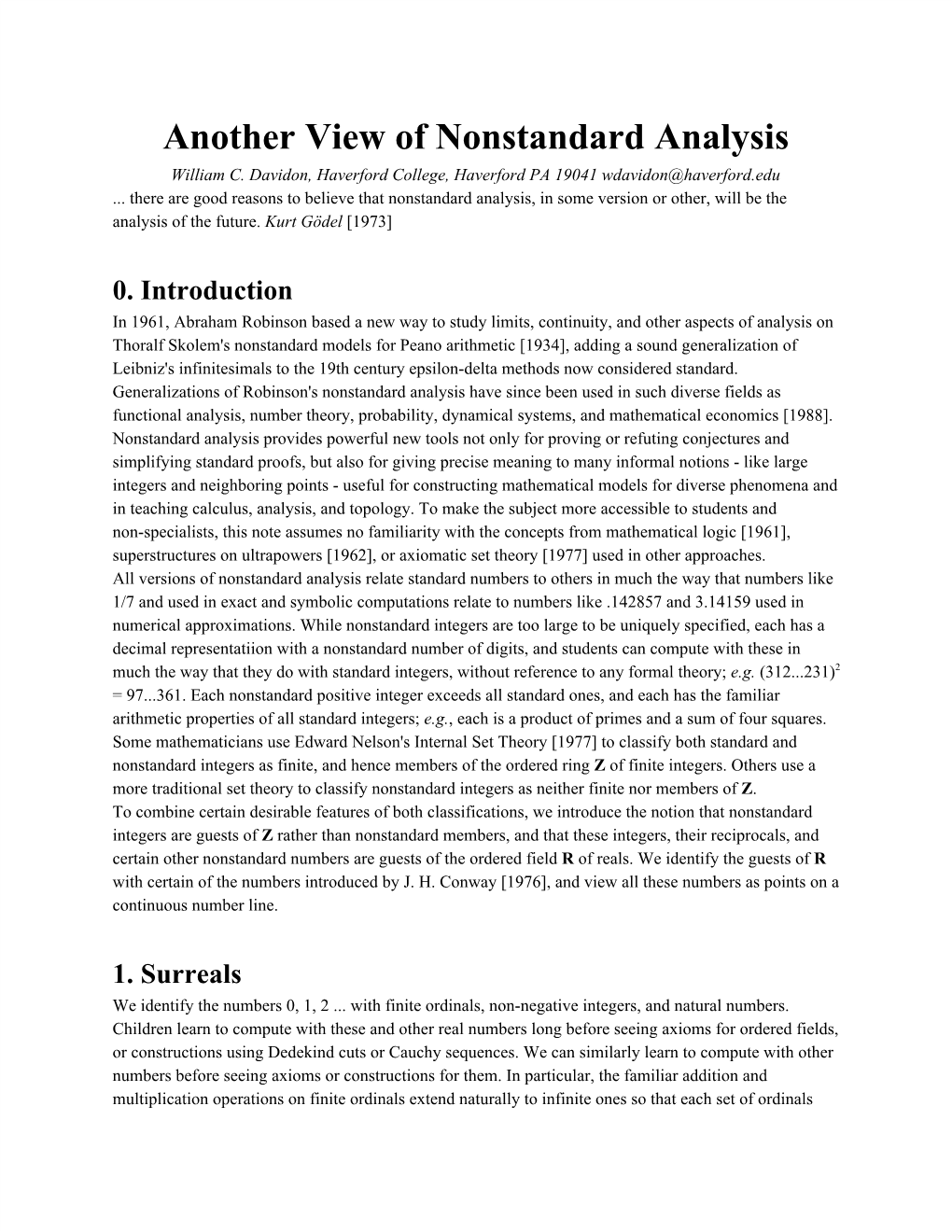 Another View of Nonstandard Analysis William C