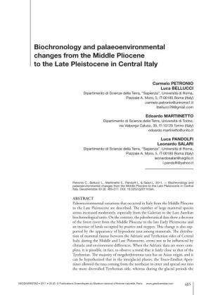 Biochronology and Palaeoenvironmental Changes from the Middle Pliocene to the Late Pleistocene in Central Italy