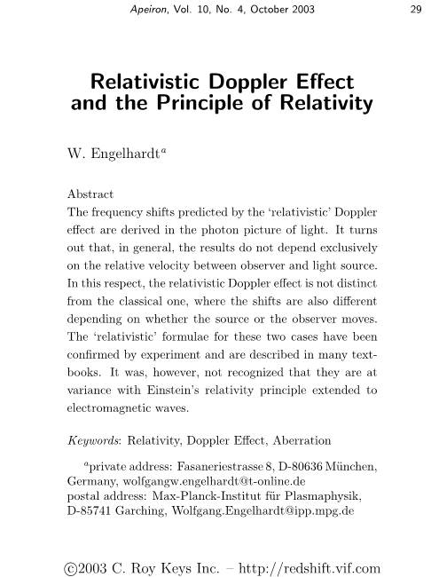 Relativistic Doppler Effect and the Principle of Relativity