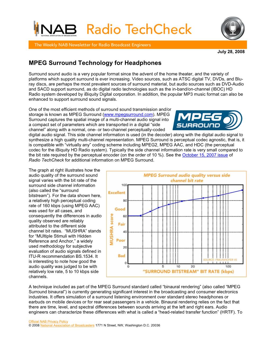 MPEG Surround Technology for Headphones