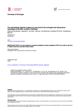 The Scleractinian Agaricia Undata As a New Host for the Coral-Gall Crab