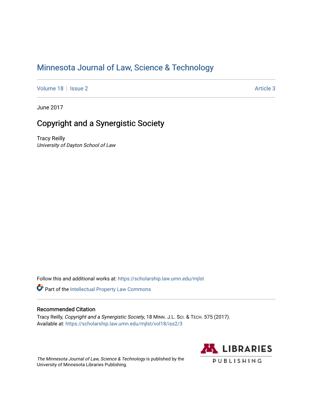 Copyright and a Synergistic Society