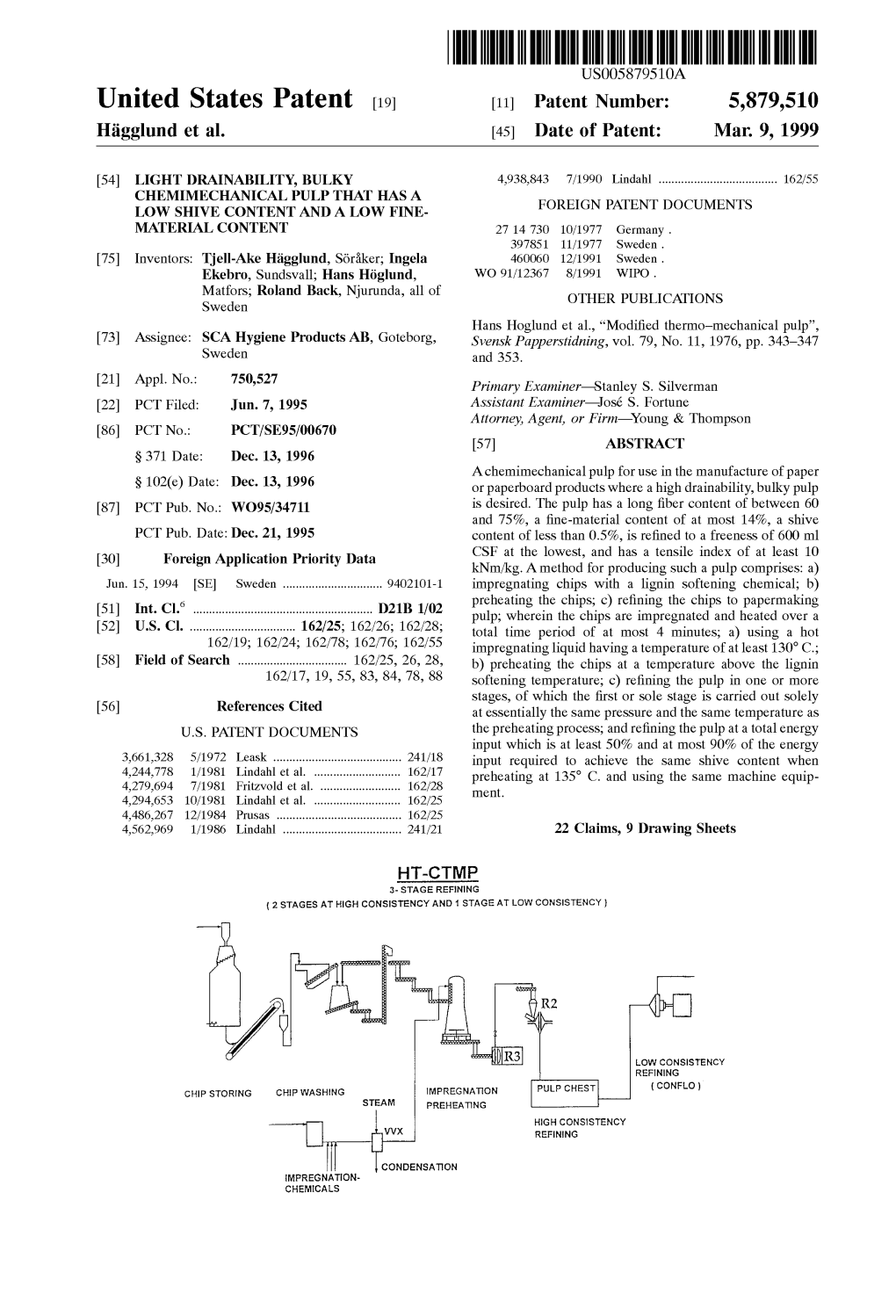 United States Patent [19] [11] Patent Number: 5,879,510 Hagglund Et Al