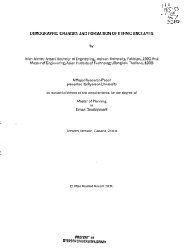 Demographic Changes and Formation of Ethnic Enclaves