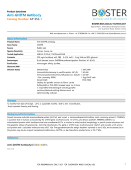 Datasheet A11256-1 Anti-GHITM Antibody